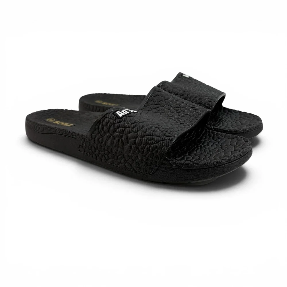 Ad Tec TECS Mens Black Textured Slide Sandals‎ Size 10 HM-065 Pool Beach Casual